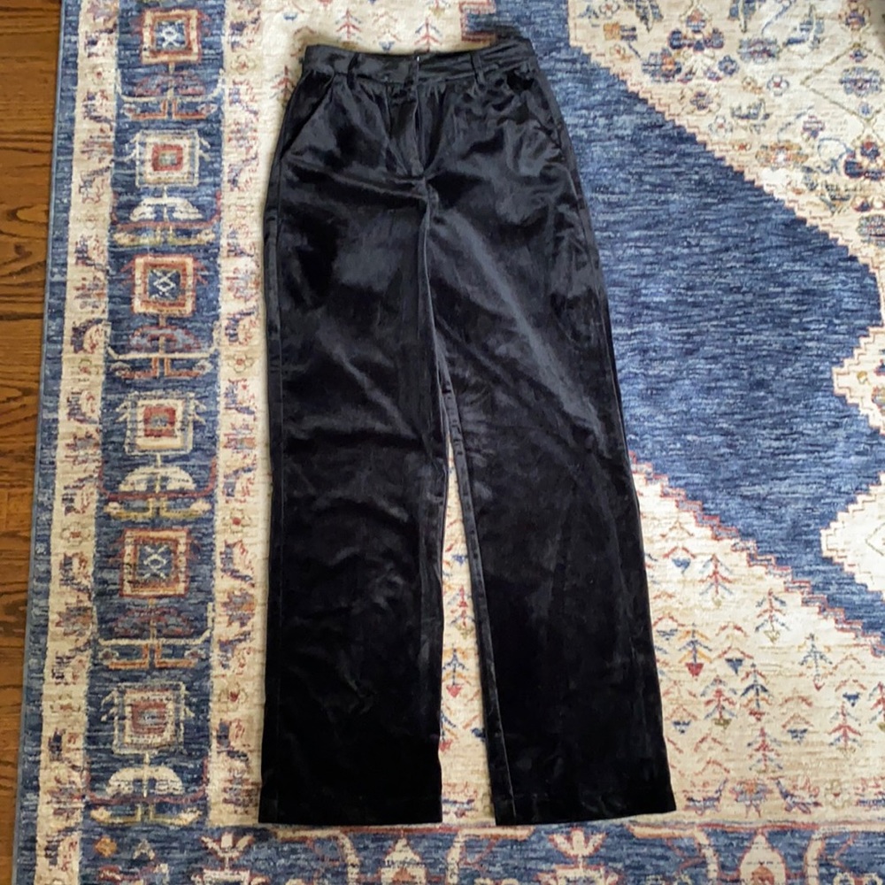 Lulus Black Velvet Wide Leg Pant
